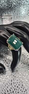 Emerald Green Verde Onyx Statement Ring With Chrome Diopside